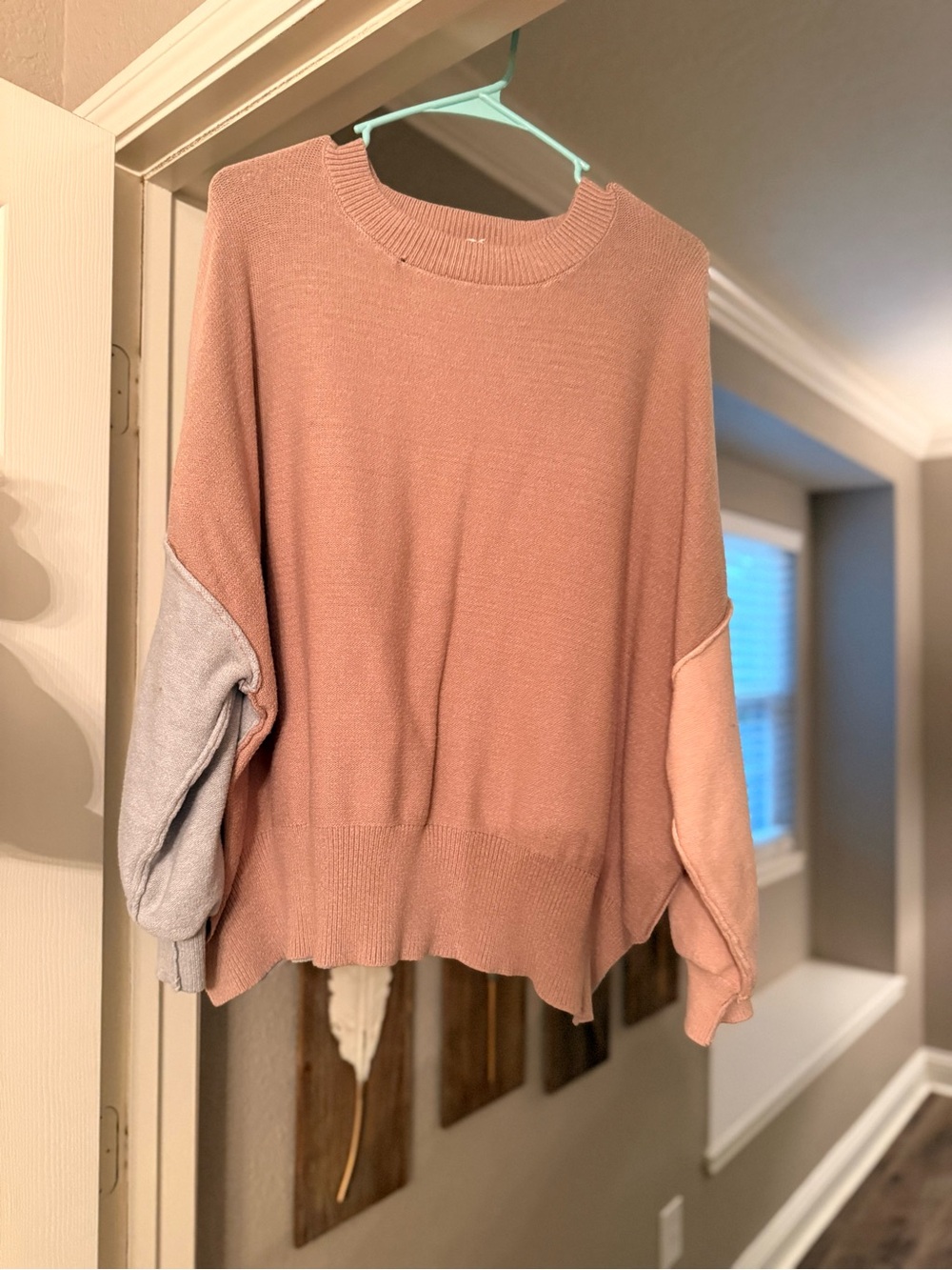 BiBi Dusty Rose Colorblock Crewneck Sweater